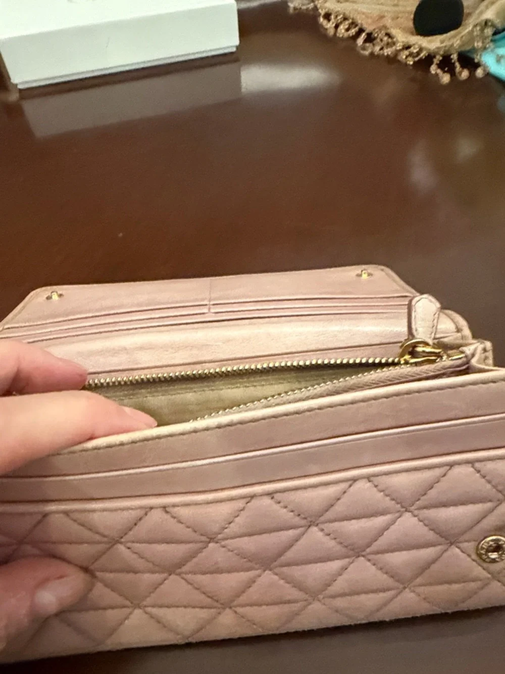 Prada Quilted Blush Pink Wallet with ID Holder worn! - Picture 8 of 14